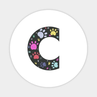 C letter  with colorful paw print Magnet